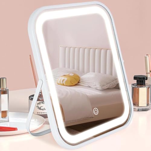 YEKKOPT Rechargeable Vanity Mirror with Lights,8x10 Inch 3 Color Lighting Portable Makeup Mirror with Touch Screen Adjustable LED Lights,Desk Mirror for Travel, Home - Image 6