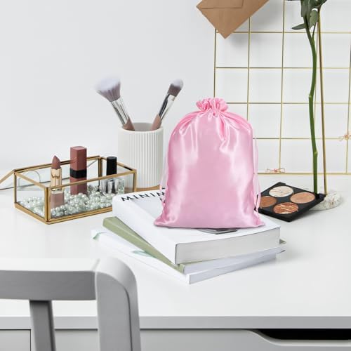6Pcs Wig Bags Storage,Pink Wig Bags with Satin Drawstring Storage for Wigs Extension Bundle - Image 5