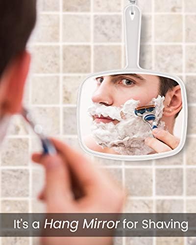 Gladmart 10.3" L x 7.4" W Hand Mirror for Home and Barber, White - Image 4