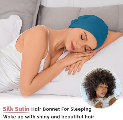 ZHENSILK Silk Bonnet for Sleeping Women, Adjustable Silky Satin Lined Sleep Cap, Silk Hair Wrap Slouch Beanie Hat - Image 2