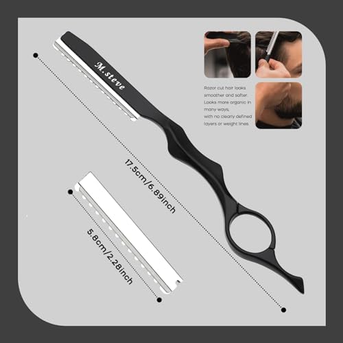 Hair Razors For Cutting Hair 6.89", Styling Thinning Razor - Black - Image 4