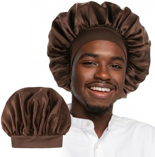 WLLHYF Silk Bonnet for Men, Satin Bonnet Elastic Band Silk Sleep Cap Soft Adjustable Hair Cap Hair Wrap for Women Sleeping by WLLHYF