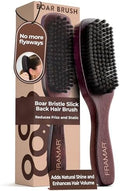 FRAMAR Slick Back Hair Brush Boar Bristles, Slick Back Brush – Brown Velvet by FRAMAR