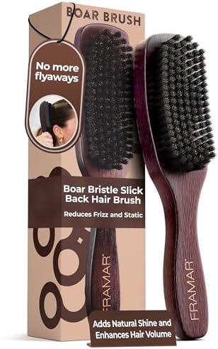 FRAMAR Slick Back Hair Brush Boar Bristles, Slick Back Brush – Brown Velvet by FRAMAR
