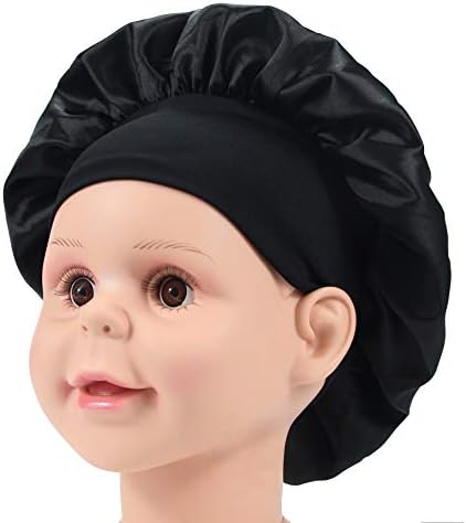 Kids Satin Bonnet Double Layer Wide Elastic Band Sleep Cap - Image 6