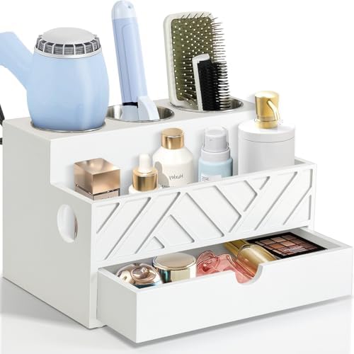 Hair Tool Organizer, Hair Dryer Holder with Drawer, Bathroom Countertop Organizer for Bathroom Accessories, Blow Dryer Organizer for Hair Styling Tools, Vanity Organizer for Bathroom, Vanity, Kitchen by Unistyle