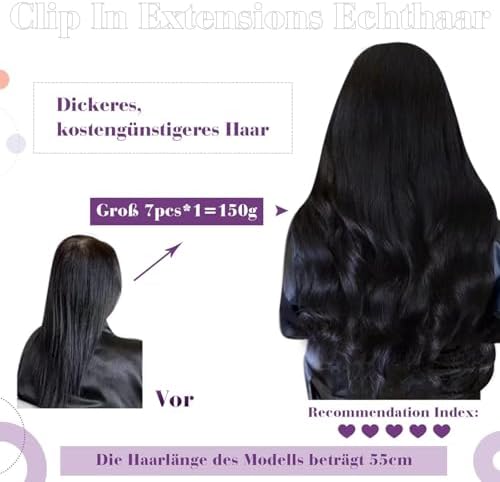 LaaVoo Human Hair Clip In Extensions, Straight Texture, 18 Inch - Image 4