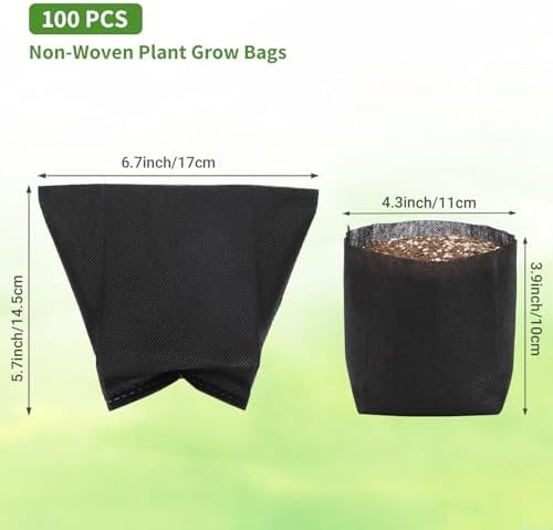 GREANER Plant Grow Bags 6.7x5.7 Inch, Non-Woven Biodegradable Plant Grow Bags for Planting, Fabric Seedling Starter Bags for Vegetable, Flower, Fruit, Saplings Tree, Home Garden Supply - Image 2