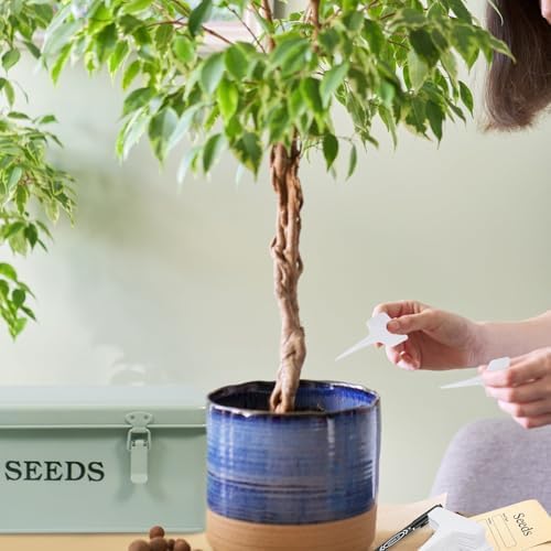 Seed Storage Organizer, 4 Compartment Seed Storage Box with Safety Lock, Metal Seed Box Container with 2 Pens, 20 Plant Labels and 50 Seed Envelopes for Seed Packet & Small Garden Tool, Green - Image 5