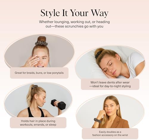 Kitsch Ultra-Petite Satin Scrunchies for Women - Eucalyptus, 6pcs - Image 5