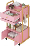 Salon Trolley Cart with Storage Cabinet for Beauty Spa & Salon Use, Pink by HolaiNail
