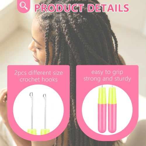 SWEET VIEW Crochet Needles for Hair, Different Sizes Latch Hook for Hair - Image 3