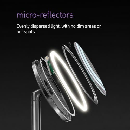 simplehuman 8" Round Sensor Makeup Mirror with Touch-Control Dual Light Settings, 5x Magnification, Rechargeable and Cordless, Brushed Stainless Steel - Image 6
