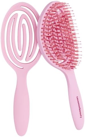 The Boar's Hair Bristle Wellness Brush | Conditions, Detangles, Boosts Scalp Circulation, Lightweight Flexible Design, Vented Cushion, Pain-Free, Helps Dry Damaged Hair (Sakura Pink) by Unknown