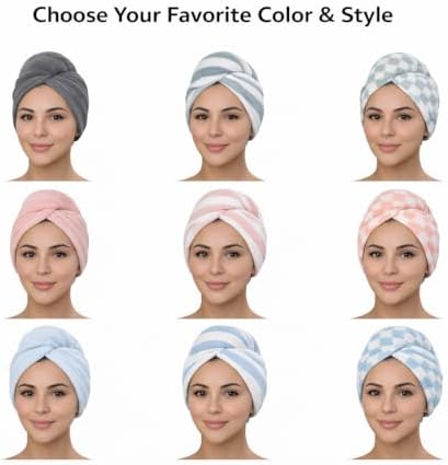 KELVO Microfiber Hair Towel Wrap for Women - Pack of 3, 350 GSM Quick-Dry Hair Turban with Secure Button, Anti-Frizz for Fine to Medium & Wavy Hair, Lightweight Hair Drying Towel (Solid, Mixed Color) - Image 2