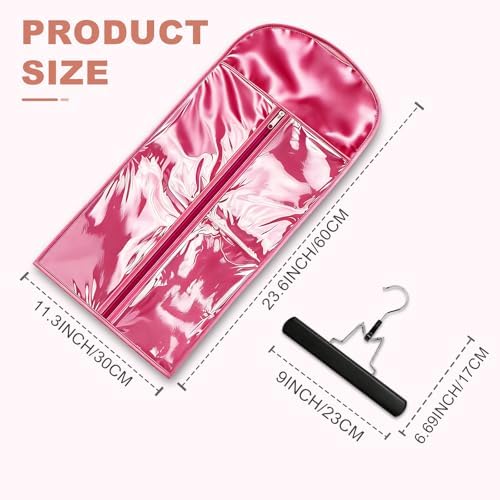 2 Pack Pink Silk Satin Wig Storage Bag with Hanger, Breathable Hair Extension Holder for Styling & Organizing, Dust-proof Silk Case for Protecting Hair Extensions & Wigs - Image 7