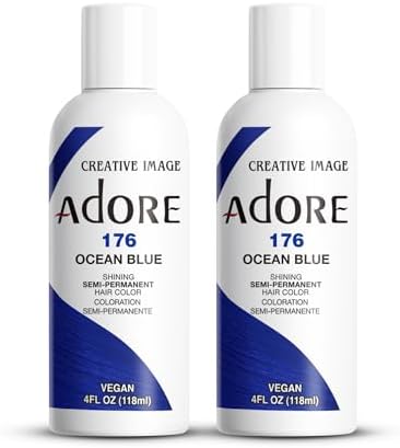 Adore Semi Permanent Hair Color, 176 Ocean Blue, 4 Fl Oz (2 Pack) by Adore