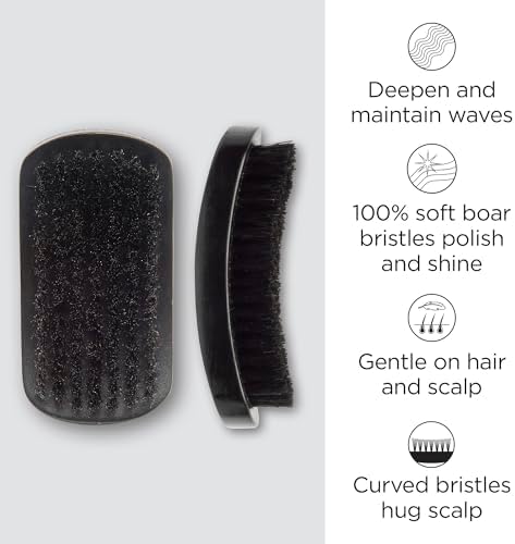 Diane 100% Boar Bristle Curved Brush for Men and Women - Detangling, Smoothing Wave Styles for Fine to Medium Hair, Restores Shine and Texture - Image 2