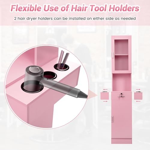 RESHABLE Salon Station for Hair Stylist,Hair Styling Storage Cabinet,Pink - Image 7