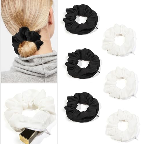Pocket Scrunchies Holder Secret Hidden Compartment Items Velvet Hair Scrunchies Storage with Zipper Pocket for Women - Image 4
