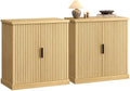 VASAGLE Set of 2 Buffet Cabinet with Adjustable Shelves, Fluted Doors by VASAGLEbySONGMICSHOME