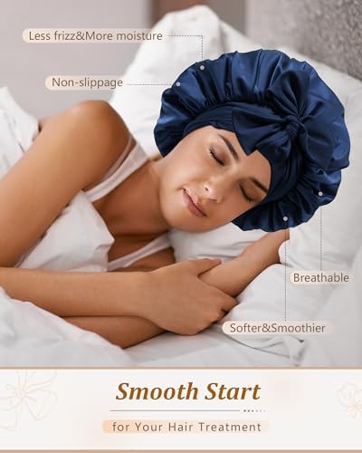 Satin Bonnet for Sleeping Women, Silk Sleep Bonnet for Curly Hair Wrap - Image 4