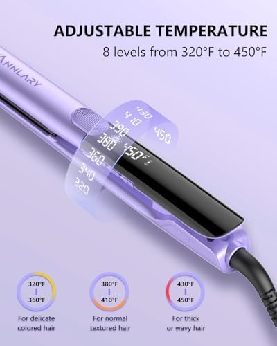 Annlary Hair Straightener 1 Inch Flat Iron and Curler 2 in 1 Titanium Ceramic Ionic Dual Voltage Straightener with Heat-Resistant Silicone, for Less Frizz, Shinier & Smoother - Image 3