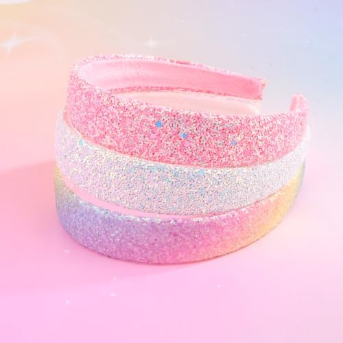 Headbands for Girls, 3 Pack Sparkly Glitter Toddler Girls Headbands - Image 3