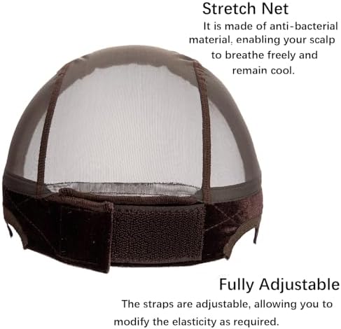 9x6 Lace Wig Caps for Women, Wig Caps with Grip Band for Keeping Wigs in Place, Brown Glueless Wig Grip Cap with Transparent Lace Wig Caps, Non-Slip Adjustable Elastic Headband Grip Wig Caps - Image 4