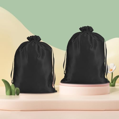 6Pcs Wig Bags Storage,Wig Bag with Satin Drawstring Wigs Travel Bag for Wigs Extension Bundle(Black) - Image 7