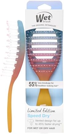 Wet Brush Speed Dry Hair Brush With Blow Dry Safe Bristles & Vented Design For Faster Drying Time, Ergonomic Handle, Reduces Breakage & Detangles All Hair Types, Limited Edition Electric Sky Pink by WetBrush