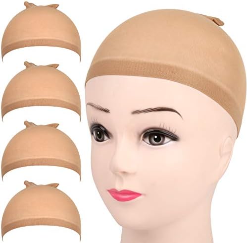 FANDAMEI Wig Cap, 4 pieces Light Brown Stocking Wig Caps Stretchy, Nylon Wig Caps for Women, men, kids. by FANDAMEI