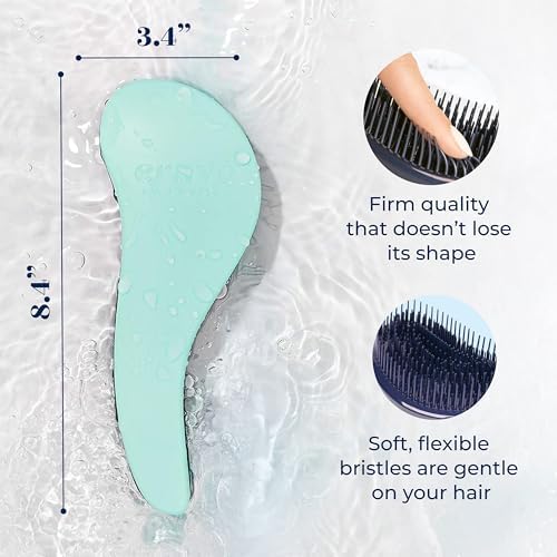 Crave Naturals Biggie Glide Thru Hair Brush - Detangler Brush for Curly, Straight, Wet or Dry Hair - Gentle Detangling Brushes for Adults, Kids, Toddlers - Hair Accessories for Women, 8.4"x3.4" - Mint - Image 3
