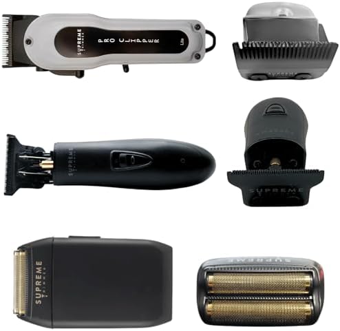 Supreme Trimmer 3-in-1 Barber Bundle | Pro Clipper Lite, DLC T-Shaper Trimmer & Crunch Foil Shaver | Professional Beard Trimmer Men’s Hair Clipper Kit | Black Lite Bundle - Image 5