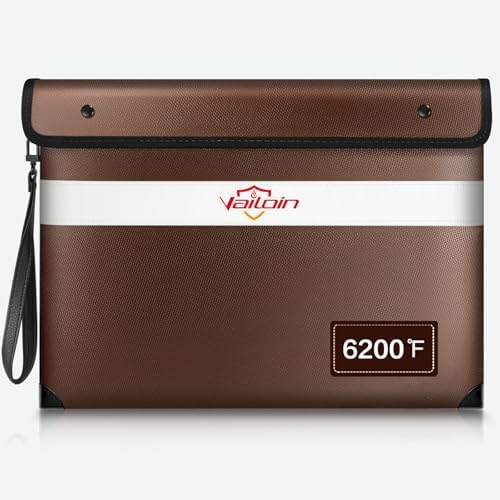 Vailoin 6200°F Fireproof Document Bag, 8 Layers of Heat Insulated Materials by Vailoin