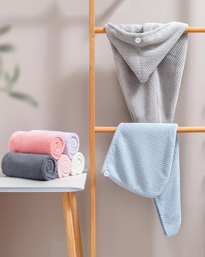 Lumimi Microfiber Hair Towel Wrap for Women 5 Pack 5 Colors B - Image 5