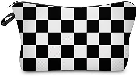 Deanfun Cosmetic Bag for Women, Black White Lattice Waterproof Makeup Bags Roomy Toiletry Pouch Travel Accessories Gifts (51782) by Deanfun