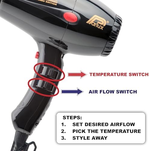 Parlux 3500 Super Compact Ceramic & Ionic Black Hair Dryer + M Hair Designs Metal Mesh Diffuser (Bundle) – Fast-Drying, Frizz-Control Blow Dryer for Defined Curls & Volume - Image 3
