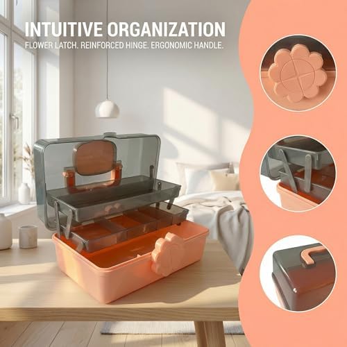 Pulseplay 3-Layer Hair Accseeories Organizer Box for Girls Portable Craft Organizers and Storage with Handle Multipurpose Plastic Storage Box for Hair Accessories,Jewery,Sewing,Art Supply,Nail - Image 2