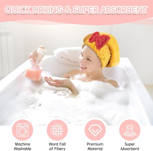 Microfiber Hair Drying Caps, 5-Pack Extra Soft and Ultra Absorbent - Image 6