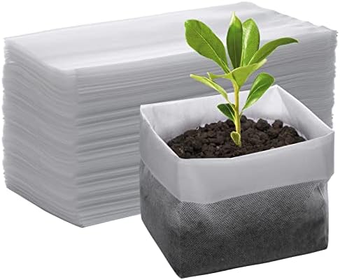 GREANER 100PCS Biodegradable Nursery Bags, 11x11.8 inches Thickened Grow Plant Bags for Vegetables, Flower Seedling Starter Containers, Indoors and Outdoors Use, Home Garden Supply by GREANER