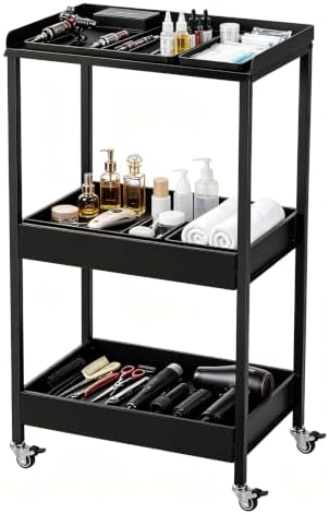 Poarmeey 3-Tier Salon Cart on Wheels, Large Metal Storage Trolley - Image 5