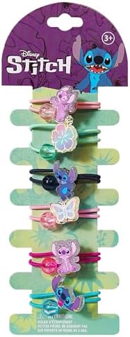 LUV HER Disney Lilo & Stitch Elastic Hair Ties for Girls - Multicolored, Durable Elastic - Pack of 6 - Ideal Hair Accessories for Ponytails & Buns, Ages 3+ by LUVHERKIDS