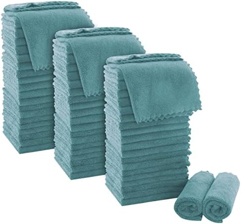 MOONQUEEN Ultra Soft Premium Washcloths Set - 12 x 12 inches - 72 Pack - Quick Drying - Highly Absorbent Coral Velvet Bathroom Wash Clothes (Teal) by MOONQUEEN