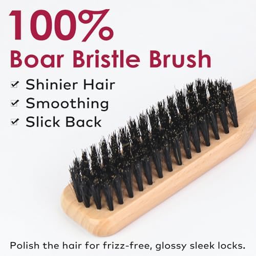 Hair Wax Stick with Slick Back Hair Brush Set for Flyaways, Teasing Boar Bristle Brush, Edge Hair Brushes, Volume Comb, Rat Tail Comb for Girls, Kids, Women & Men,Pink - Image 4