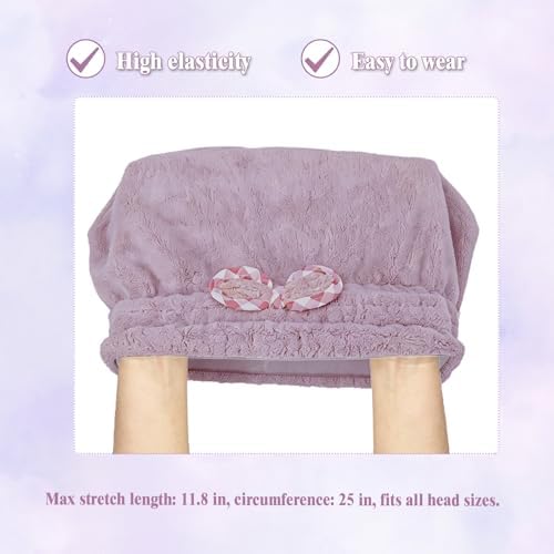 Hair Towels, 2 Pack, Purple and Khaki, 9.8 x 11.8 Inch - Image 3