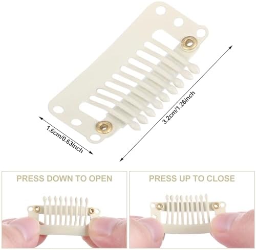 WILLBOND 30 Pcs Wig Clips Hair Extensions, 9-Teeth 32 Mm, Beige White - Image 2