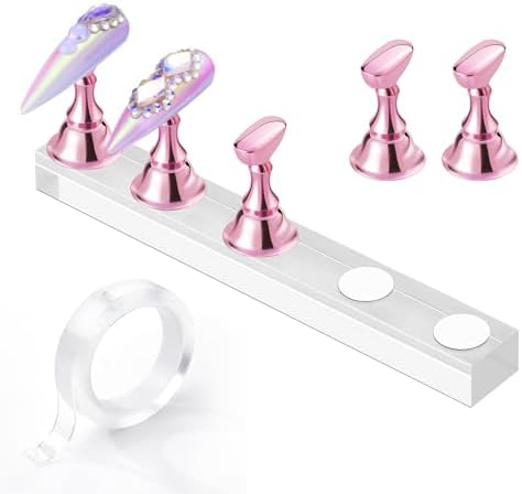 Makartt Nail Stand: Press On Nails Stand Display Practice Art Magnetic Fake Nail Holder for Painting Nails Stand for False Nail Designs with Double-sided Tape for Home DIY Beginner Salon Supplies by Makartt