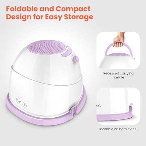 TASALON 1875W Ionic Hooded Hair Dryer Bonnet with 3 Heating Settings,Purple - Image 5
