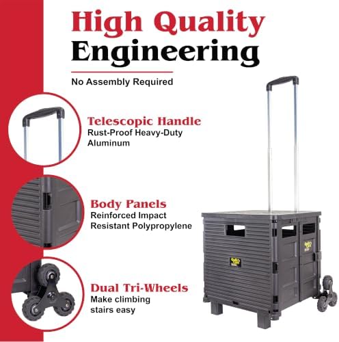 dbest Products Quik Cart Elite Stair Climber Rolling Crate - Black - Image 6